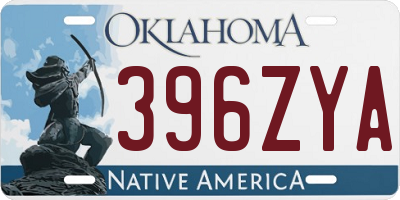 OK license plate 396ZYA