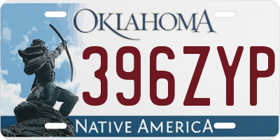 OK license plate 396ZYP