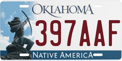 OK license plate 397AAF