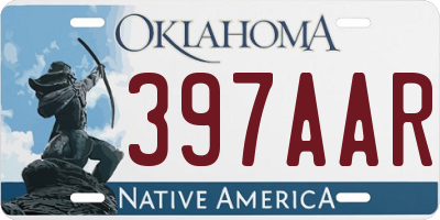 OK license plate 397AAR