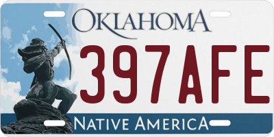 OK license plate 397AFE