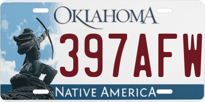 OK license plate 397AFW