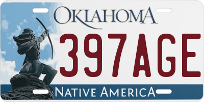 OK license plate 397AGE