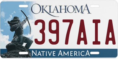 OK license plate 397AIA