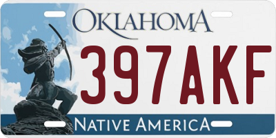 OK license plate 397AKF