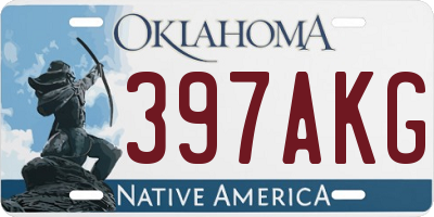 OK license plate 397AKG