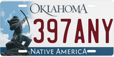 OK license plate 397ANY