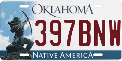 OK license plate 397BNW