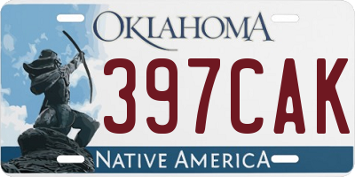 OK license plate 397CAK