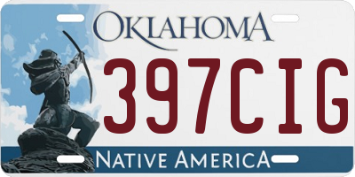 OK license plate 397CIG
