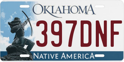 OK license plate 397DNF