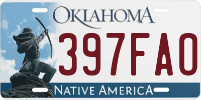OK license plate 397FAO