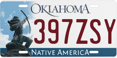OK license plate 397ZSY