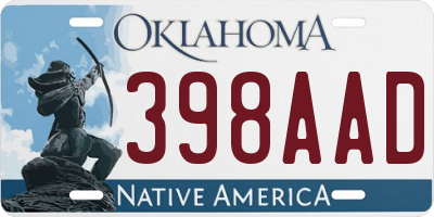 OK license plate 398AAD