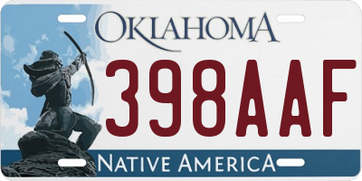 OK license plate 398AAF