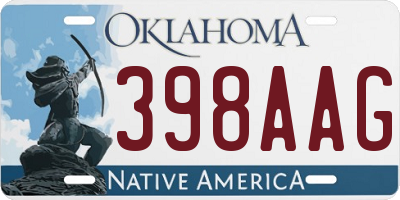OK license plate 398AAG