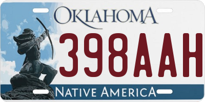 OK license plate 398AAH