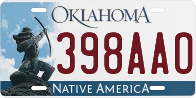 OK license plate 398AAO