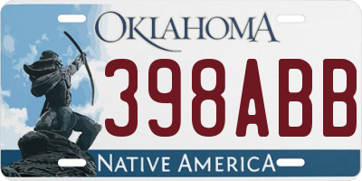 OK license plate 398ABB