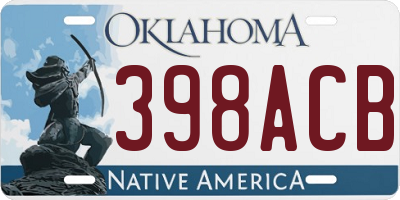 OK license plate 398ACB