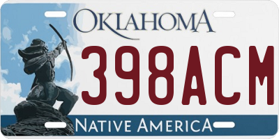 OK license plate 398ACM