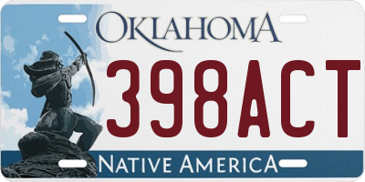 OK license plate 398ACT