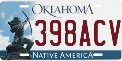 OK license plate 398ACV