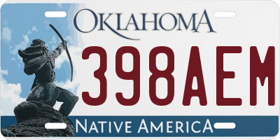 OK license plate 398AEM