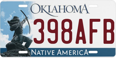 OK license plate 398AFB