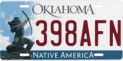 OK license plate 398AFN