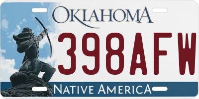 OK license plate 398AFW