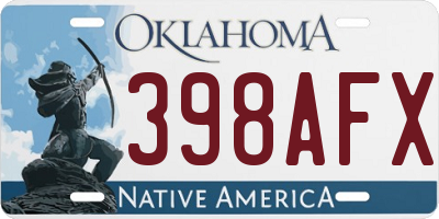OK license plate 398AFX