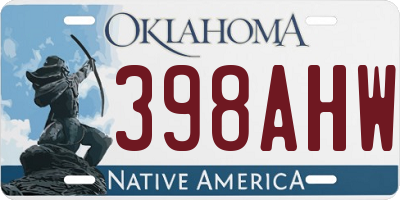 OK license plate 398AHW