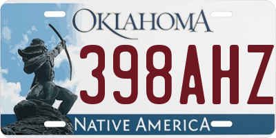 OK license plate 398AHZ