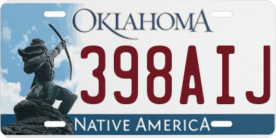 OK license plate 398AIJ