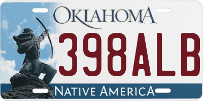 OK license plate 398ALB
