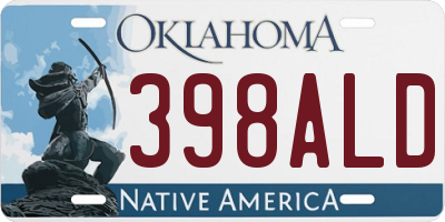 OK license plate 398ALD