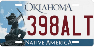 OK license plate 398ALT