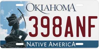 OK license plate 398ANF