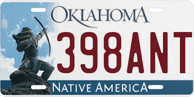 OK license plate 398ANT