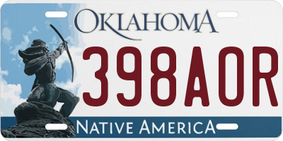 OK license plate 398AOR