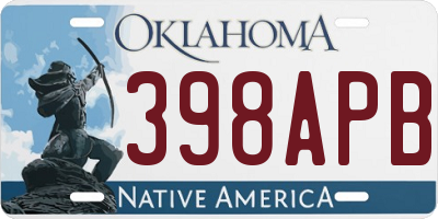 OK license plate 398APB