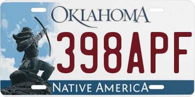 OK license plate 398APF