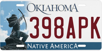 OK license plate 398APK