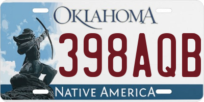 OK license plate 398AQB