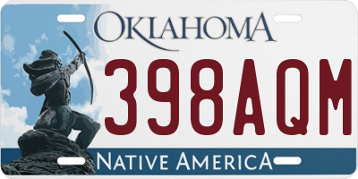 OK license plate 398AQM