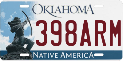 OK license plate 398ARM