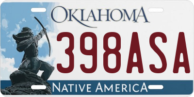 OK license plate 398ASA