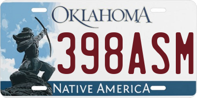 OK license plate 398ASM