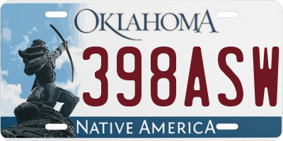 OK license plate 398ASW